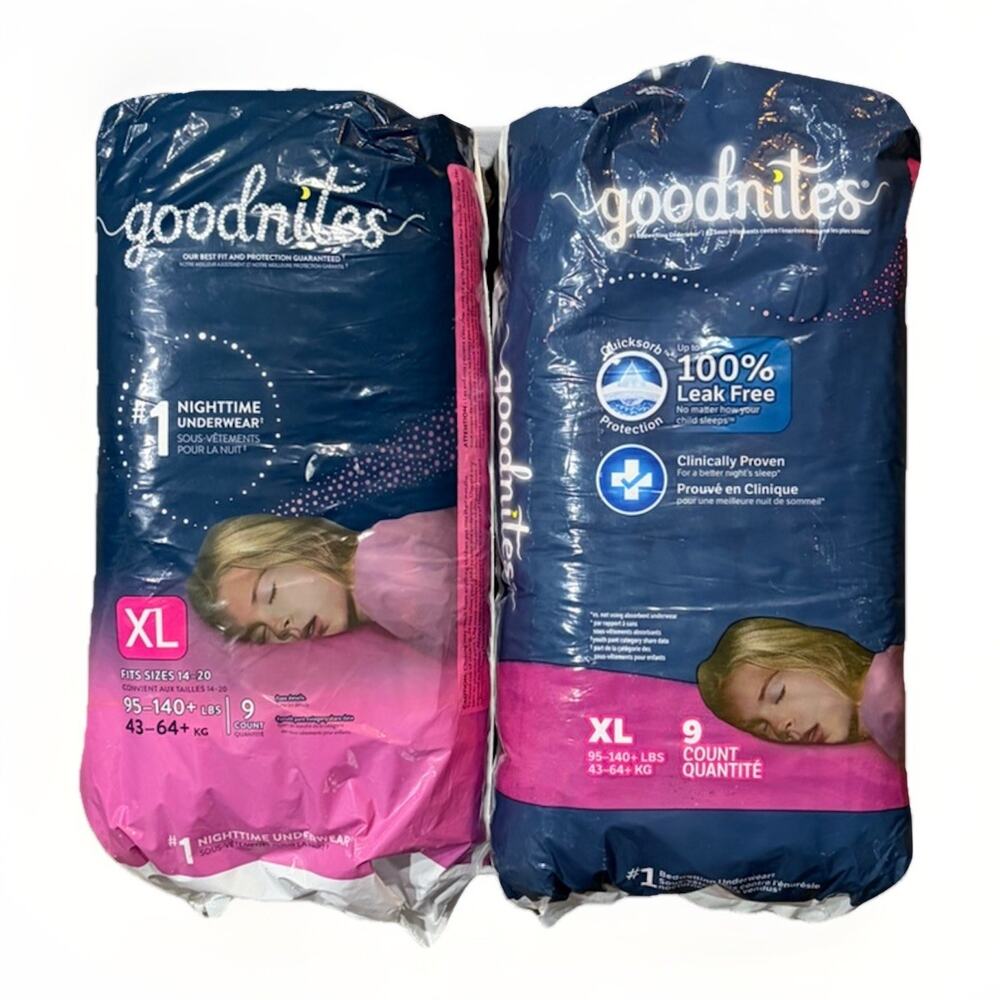 GoodNites Girls XL Nighttime Bedwetting Underwear 14-20 95-140 lb 18 Ct Lot NEW